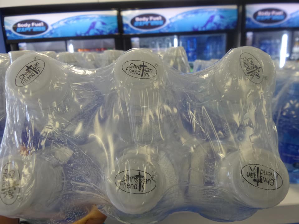 Our logo on distilled water from Body Fuel